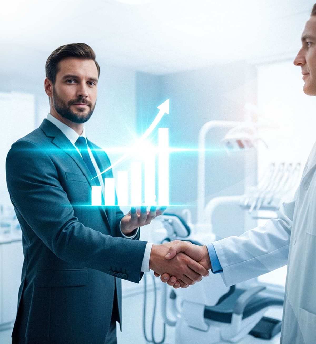 Dentist working with modern technology